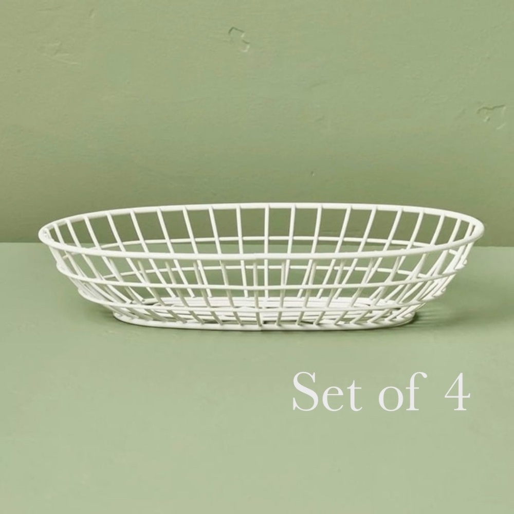 Set of 4 Hearth & Hand Magnolia Wire BBQ Serving Basket Cream